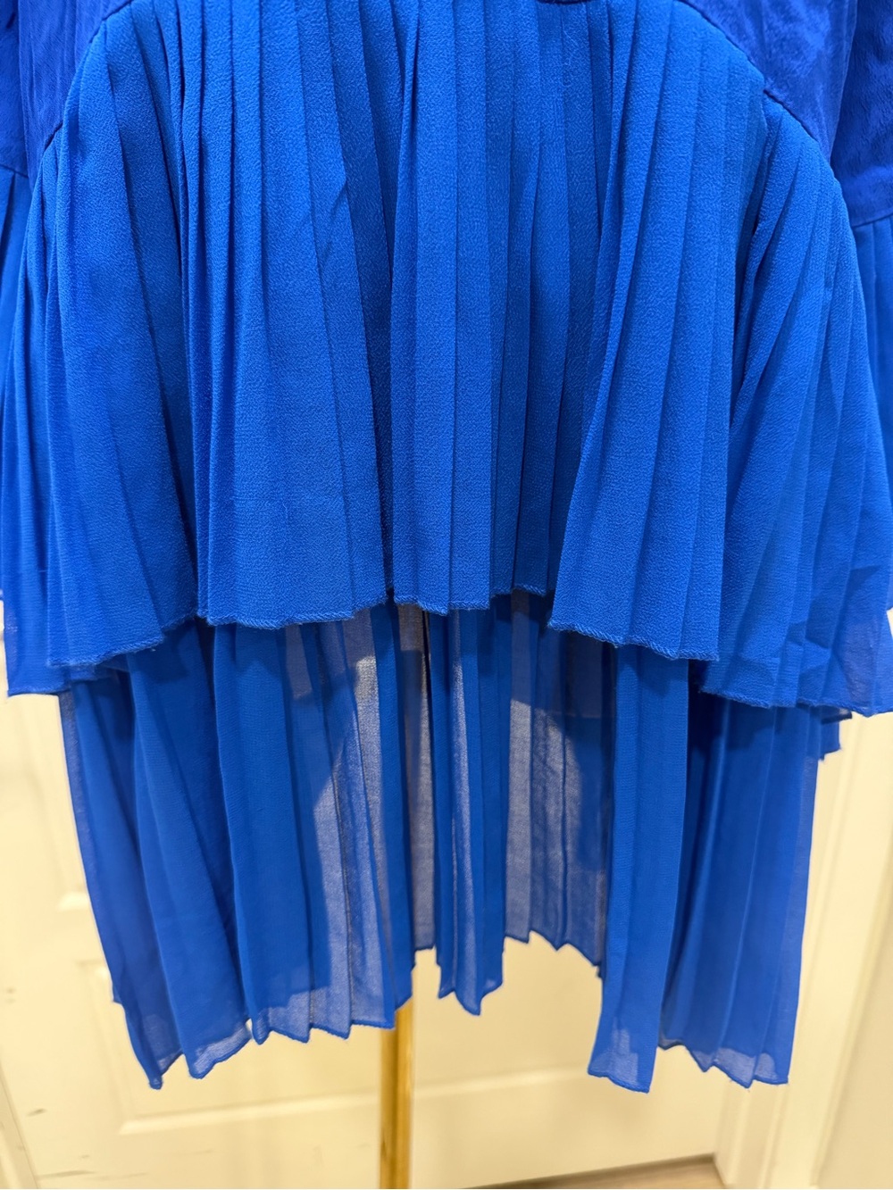 Zara Cobalt Blue Pleated V-Neck Mini Dress - Picture 4 of 7